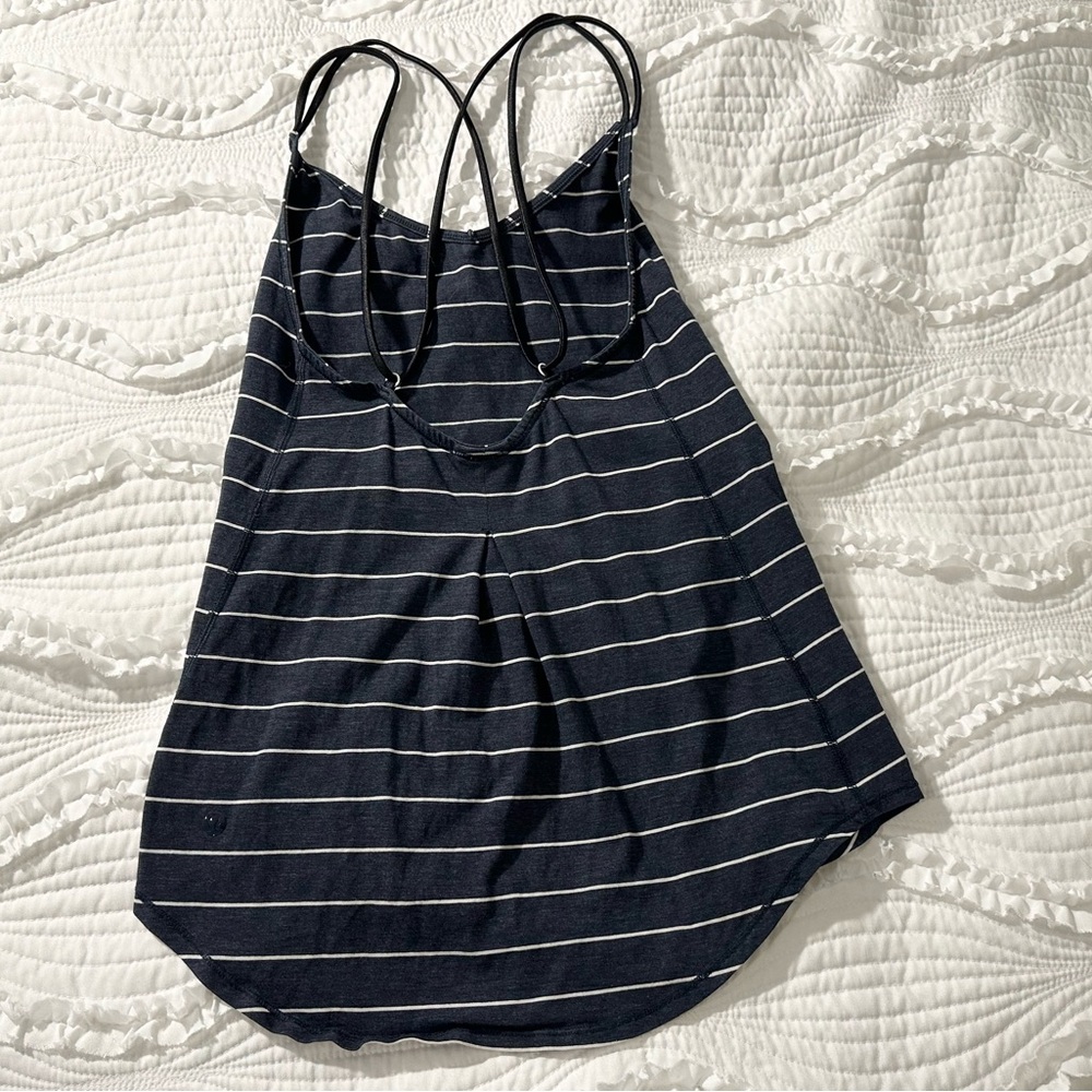 Lululemon Breezy Strappy Back Tank Charcoal Grey Stripes Size 4 - Picture 4 of 8